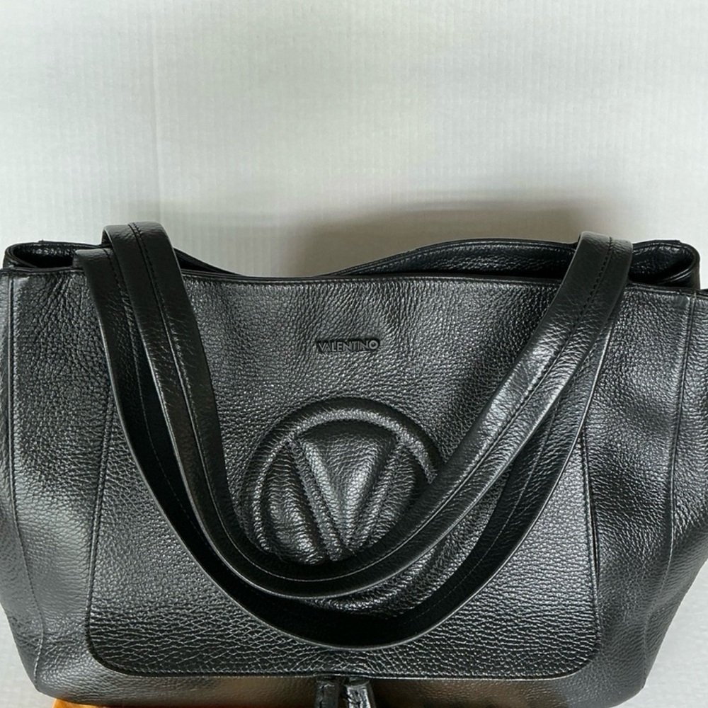Valentino Black Textured Leather Tote